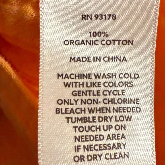 NWT Magaschoni thigh length full sleeve button up orange cream dress Size M - Picture 11 of 12